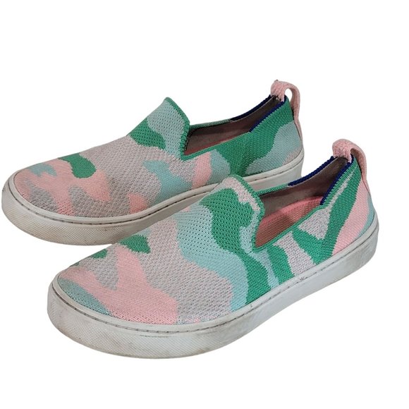 Rothy's The Kids Sneaker Size 2 Cotton Candy Camo Fabric Slip On Casual Shoes - Picture 9 of 12